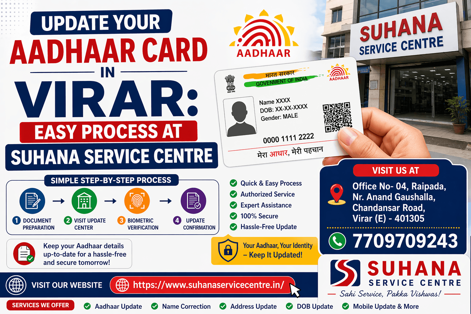 Update Your Aadhaar Card in Virar: Easy Process at Suhana Service Centre
